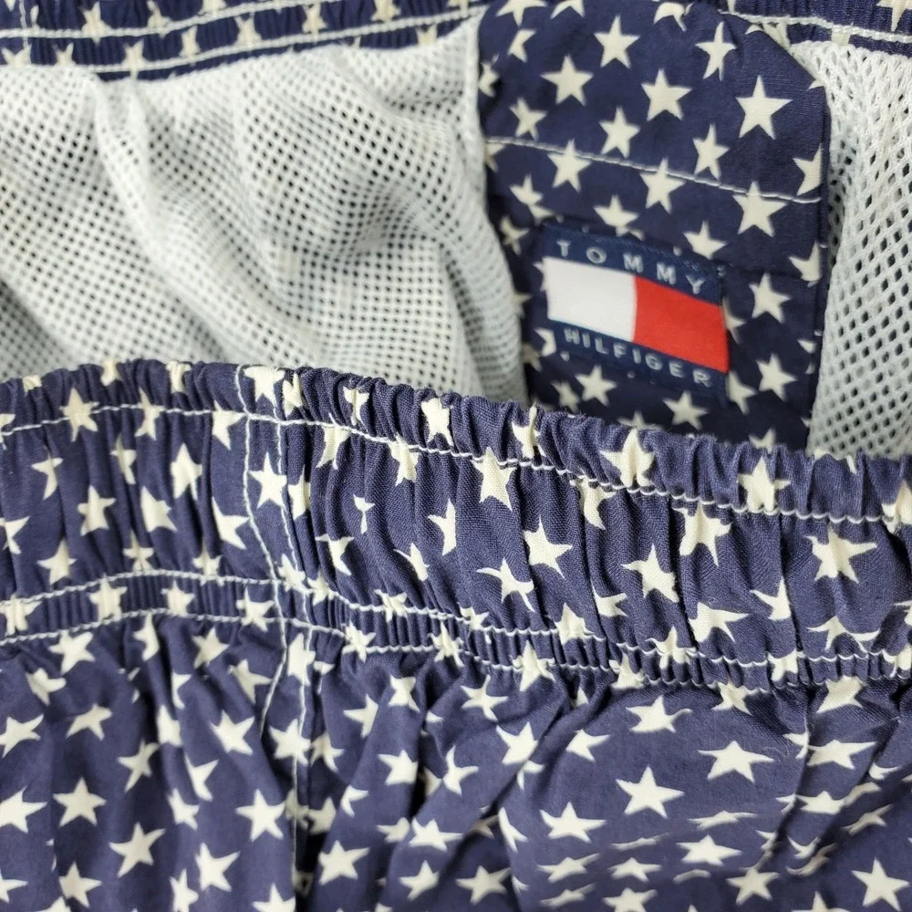 Tommy Hilfiger Swim Trunks Sz L Multi Color Stars Stripes Patriotic Flag Vintage